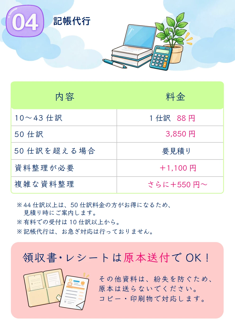 Sun Full Moonの記帳代行サービス